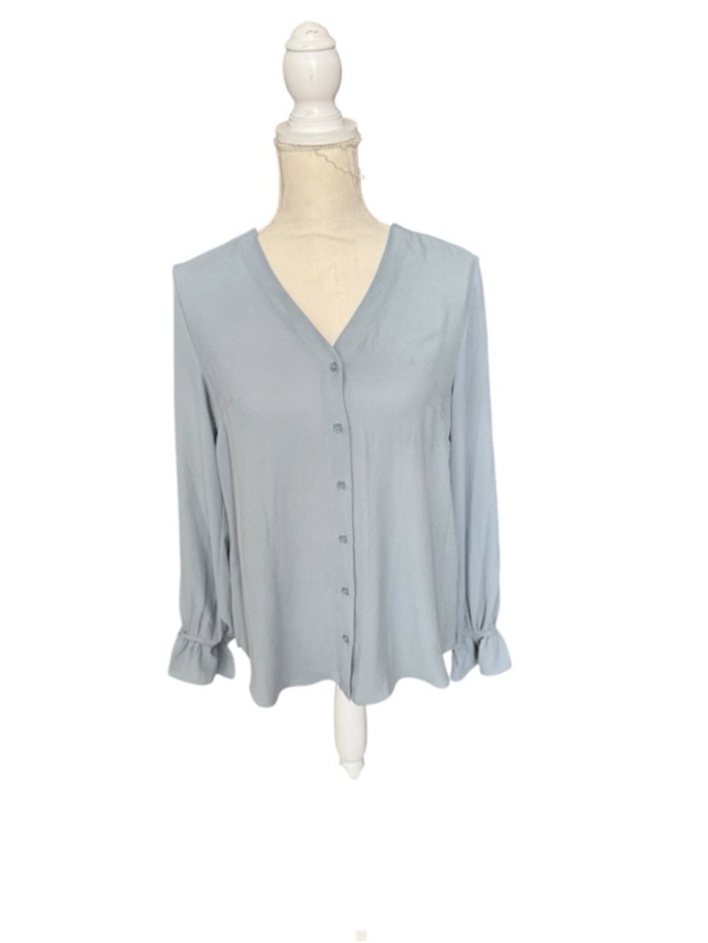 Women's T Tahari Light Blue Blouse Petite S/P